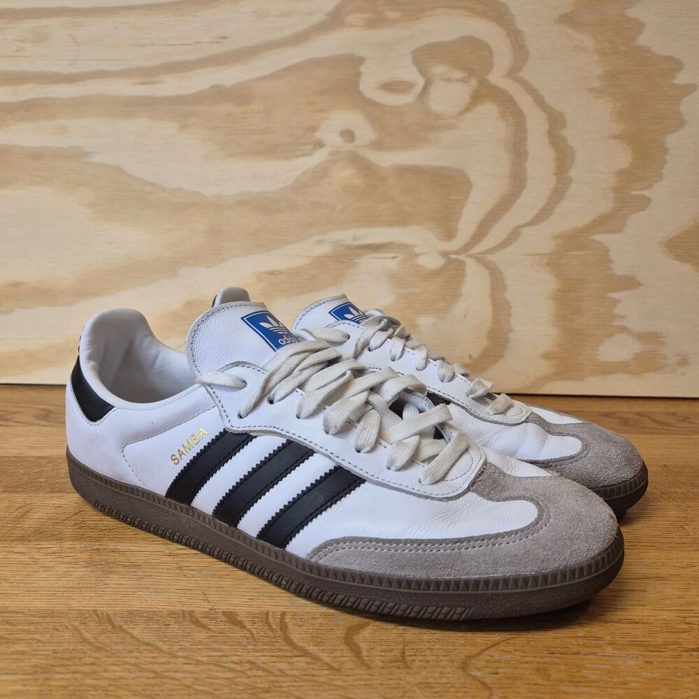 adidas Samba OG Mens 11.5 White Black Gum Leather Sneakers Y2K